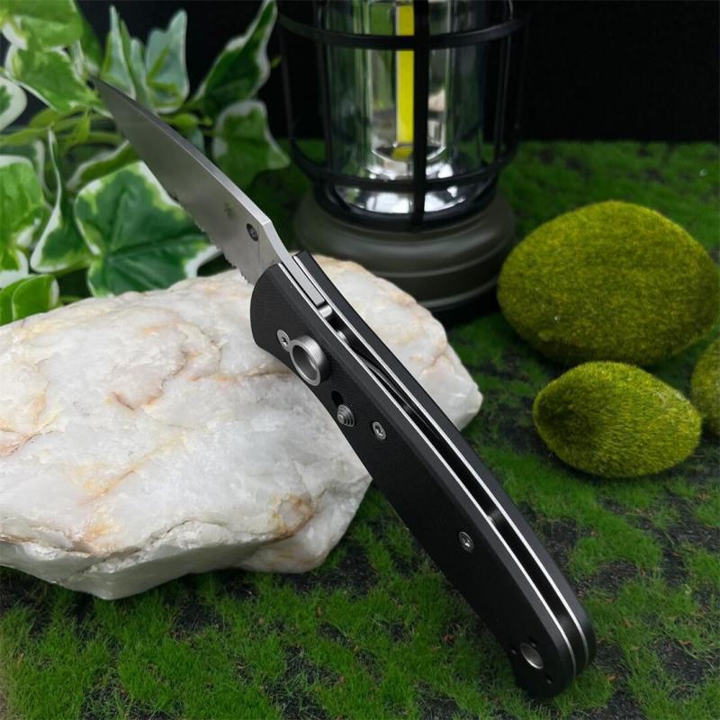 Spy Autonomy 2 AUTO Folding Knife 3.46'' D2 Serrated Blade, Black G10 Handles - C165GP2