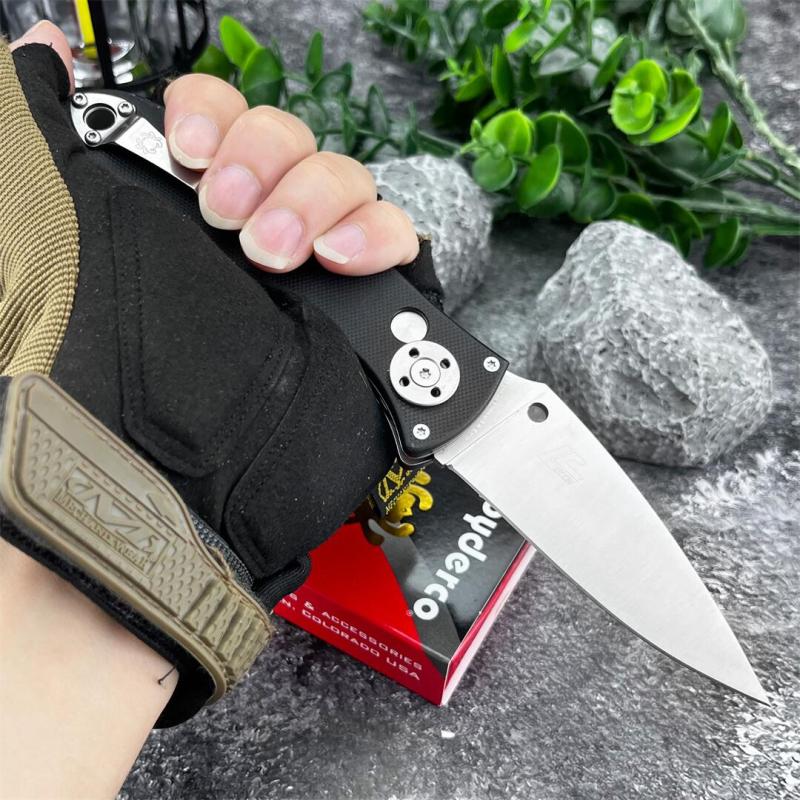 Spy Autonomy 2 AUTO Folding Knife 3.46'' D2 Satin Plain Blade, Black G10 Handles - C165GP2