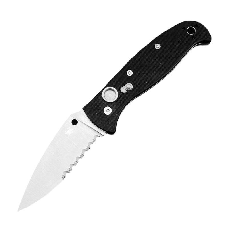 Spy Autonomy 2 AUTO Folding Knife 3.46'' D2 Serrated Blade, Black G10 Handles - C165GP2