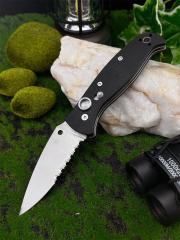 Spy Autonomy 2 AUTO Folding Knife 3.46'' D2 Serrated Blade, Black G10 Handles - C165GP2