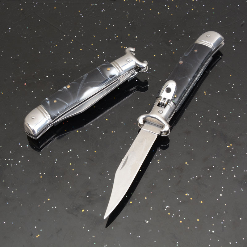 Italy AKC Godfather Stiletto Mafia OTF AUTO Knife 3.62" 440c Steel Blade, Acrylic Handles