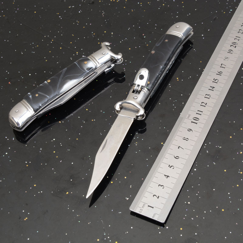 Italy AKC Godfather Stiletto Mafia OTF AUTO Knife 3.62" 440c Steel Blade, Acrylic Handles