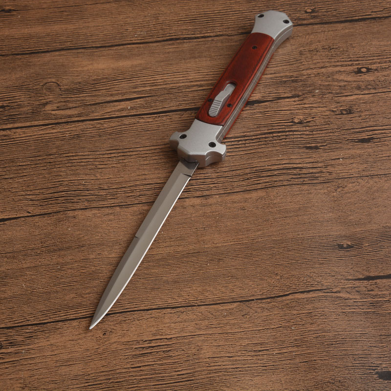 Italy Classical 13'' AKC OTF AUTO Knife Double Action 5.51" 440C Steel Blade, Color wood Handles