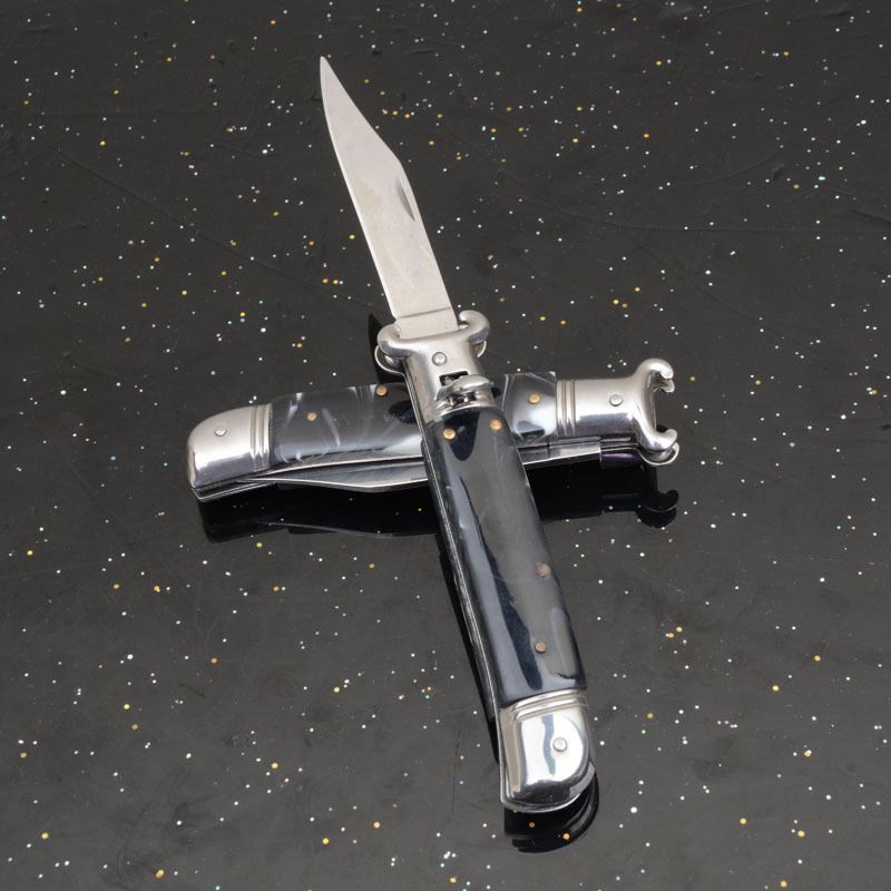 Italy AKC Godfather Stiletto Mafia OTF AUTO Knife 3.62" 440c Steel Blade, Acrylic Handles