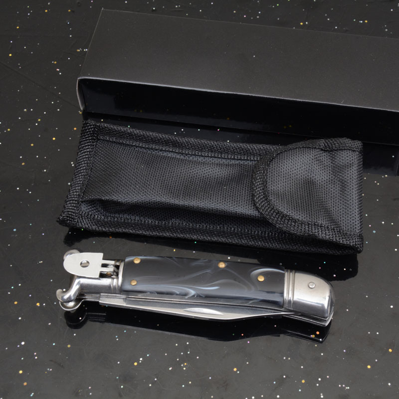 Italy AKC Godfather Stiletto Mafia OTF AUTO Knife 3.62" 440c Steel Blade, Acrylic Handles