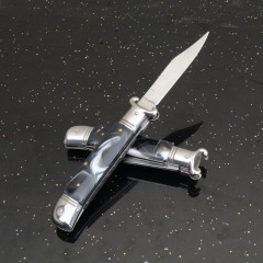 Italy AKC Godfather Stiletto Mafia OTF AUTO Knife 3.62" 440c Steel Blade, Acrylic Handles
