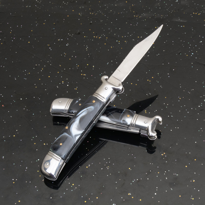 Italy AKC Godfather Stiletto Mafia OTF AUTO Knife 3.62" 440c Steel Blade, Acrylic Handles