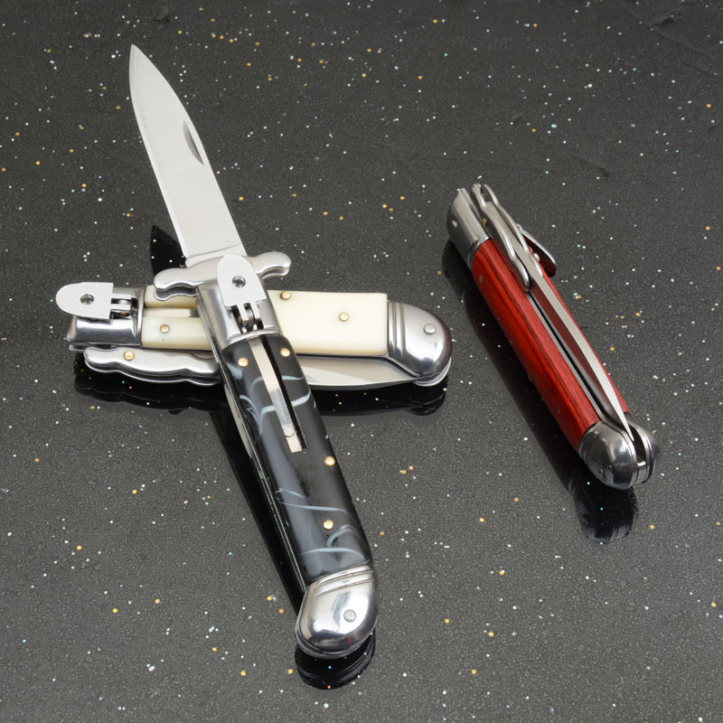 Italy AKC Godfather Stiletto Mafia OTF AUTO Knife 3.15" 440c Blade, Acrylic Handles