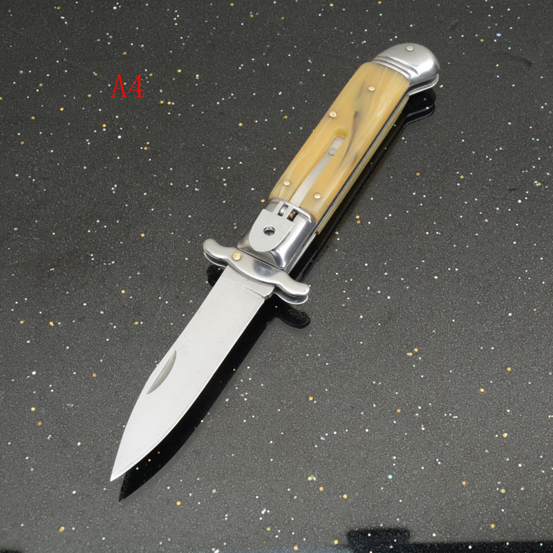 Italy AKC Godfather Stiletto Mafia OTF AUTO Knife 3.15" 440c Blade, Acrylic Handles