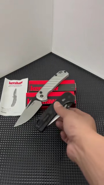 Kershaw 7305 Launch 23 AUTO Folding Knife 3.31" CPM-154 Two-Tone Trailing Point Blade, Milled Aluminum Handles