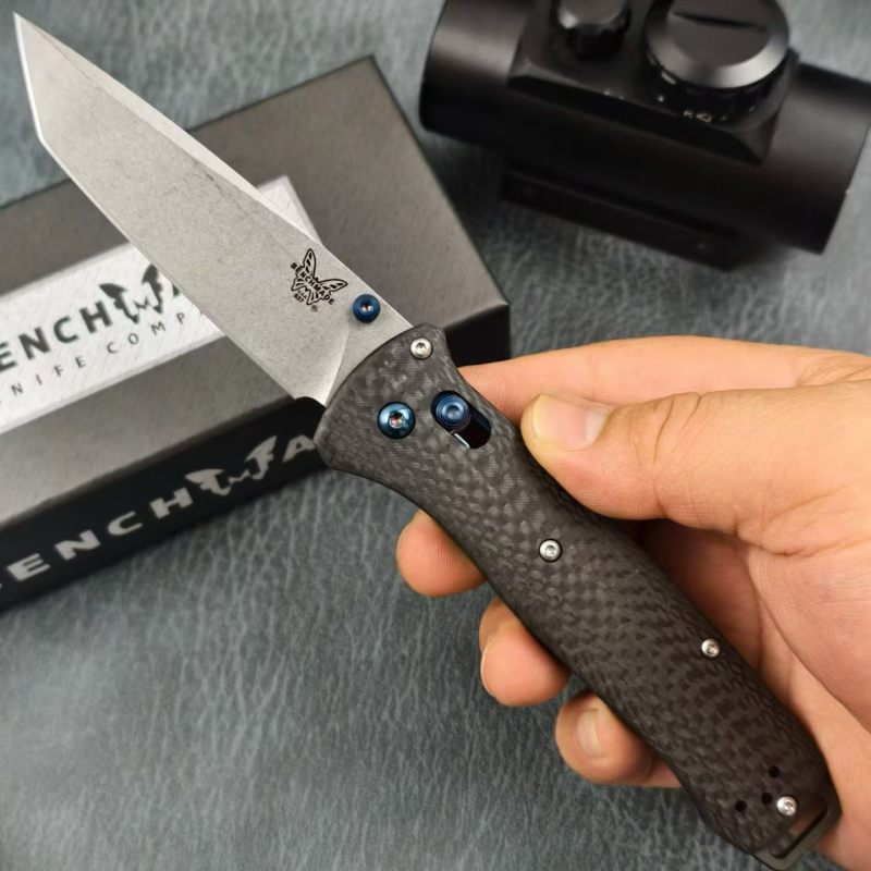 BM Bailout AXIS Folding Knife 3.34" S90V Tanto Plain Blade, Carbon Fiber Handles - 537GY-1