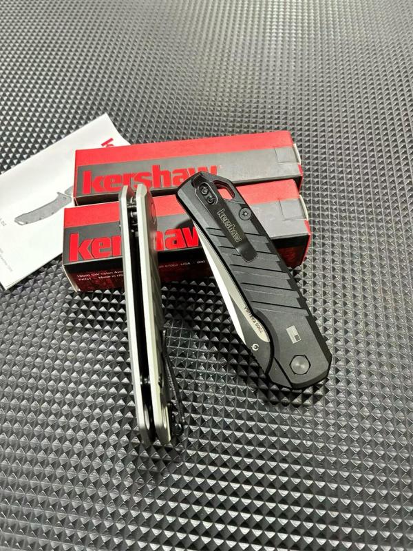 Kershaw 7305 Launch 23 AUTO Folding Knife 3.31" CPM-154 Two-Tone Trailing Point Blade, Milled Aluminum Handles