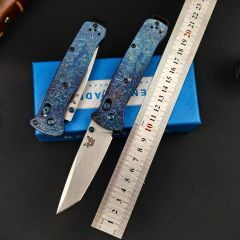 BM Bailout AXIS Folding Knife 3.34" M390 Tanto Plain Blade, TC4 Handles - 537BK-1