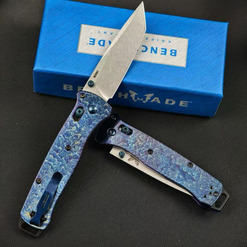 BM Bailout AXIS Folding Knife 3.34" M390 Tanto Plain Blade, TC4 Handles - 537BK-1
