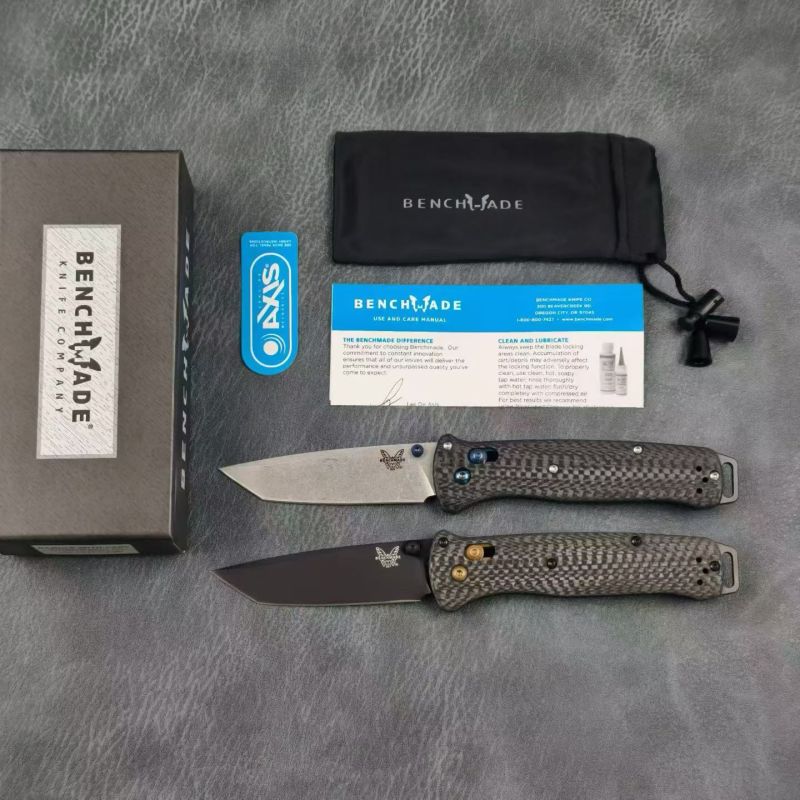 BM Bailout AXIS Folding Knife 3.34" S90V Tanto Plain Blade, Carbon Fiber Handles - 537GY-1