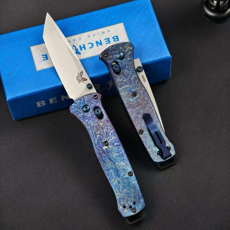 BM Bailout AXIS Folding Knife 3.34" M390 Tanto Plain Blade, TC4 Handles - 537BK-1