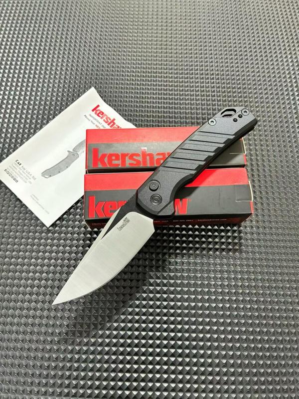 Kershaw 7305 Launch 23 AUTO Folding Knife 3.31" CPM-154 Two-Tone Trailing Point Blade, Milled Aluminum Handles