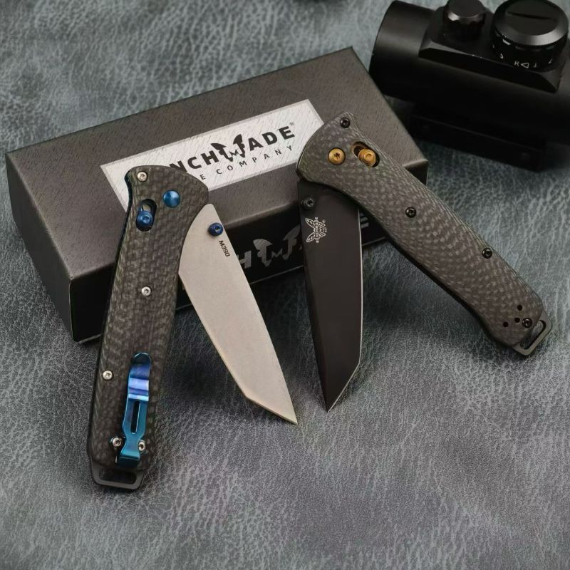 BM Bailout AXIS Folding Knife 3.34" S90V Tanto Plain Blade, Carbon Fiber Handles - 537GY-1