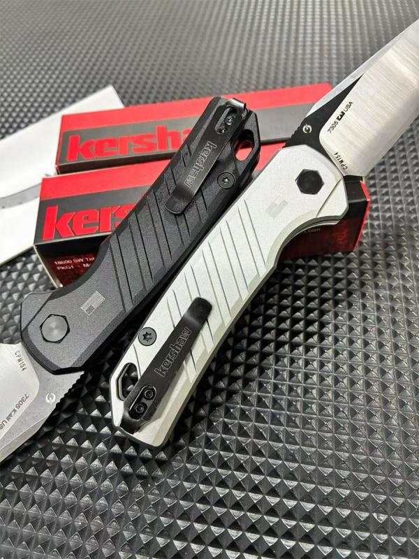Kershaw 7305 Launch 23 AUTO Folding Knife 3.31" CPM-154 Two-Tone Trailing Point Blade, Milled Aluminum Handles