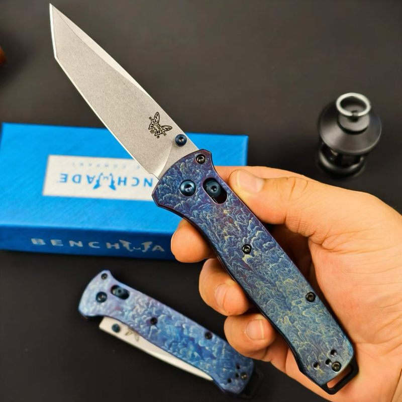 BM Bailout AXIS Folding Knife 3.34" M390 Tanto Plain Blade, TC4 Handles - 537BK-1