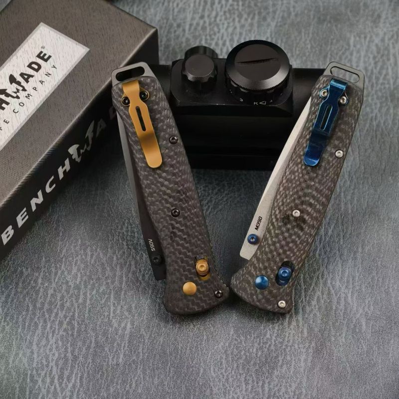BM Bailout AXIS Folding Knife 3.34" S90V Tanto Plain Blade, Carbon Fiber Handles - 537GY-1