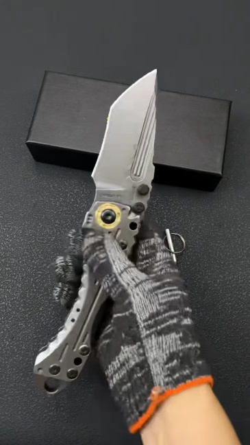 Miller Bros.BIsdes T1 Folding Blade Knife 4.13" VG-10 Combo Tanto Blade, TC4 Handles