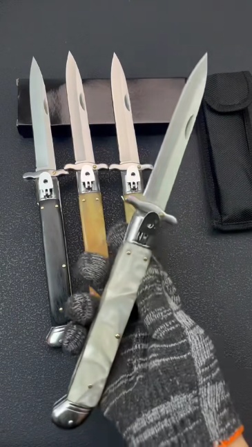 Italy AKC 11 Inch Godfather Stiletto Mafia OTF AUTO Knife 4.53" 8Cr14mov Blade, Acrylic Handles