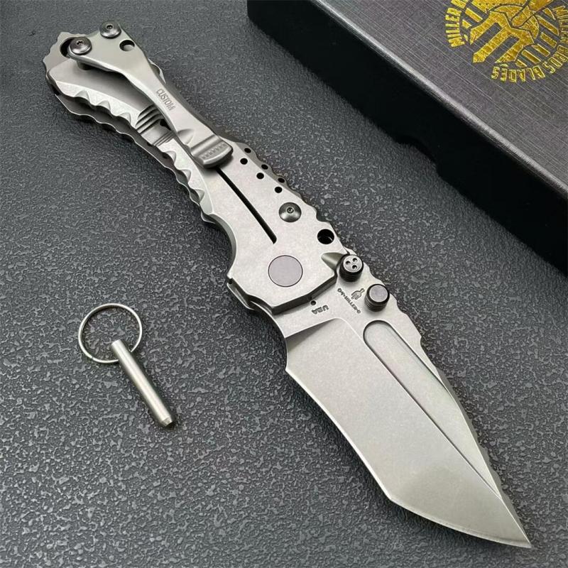 Miller Bros.BIsdes T1 Folding Blade Knife 4.13" VG-10 Combo Tanto Blade, TC4 Handles
