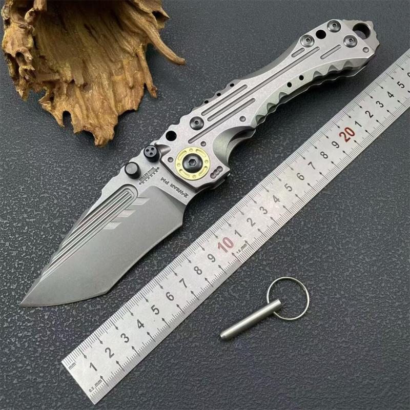 Miller Bros.BIsdes T1 Folding Blade Knife 4.13" VG-10 Combo Tanto Blade, TC4 Handles