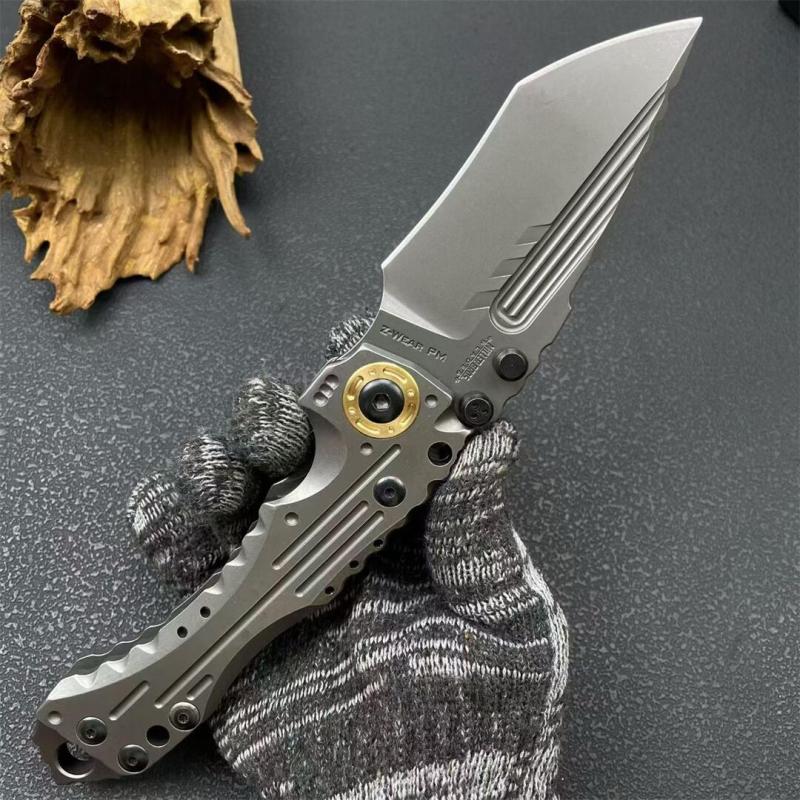 Miller Bros.BIsdes T1 Folding Blade Knife 4.13" VG-10 Combo Tanto Blade, TC4 Handles