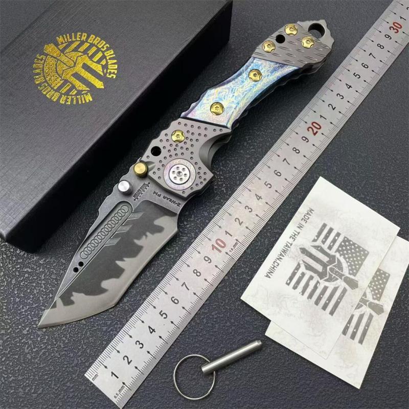 Miller Bros.BIsdes T1 Folding Blade Knife 3.54" Z-Wear Tanto Blade, TC4 Handles