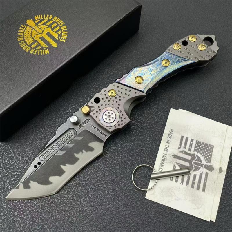 Miller Bros.BIsdes T1 Folding Blade Knife 3.54" Z-Wear Tanto Blade, TC4 Handles