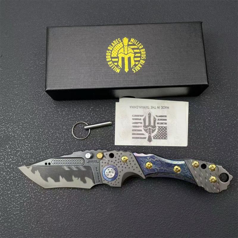 Miller Bros.BIsdes T1 Folding Blade Knife 3.54" Z-Wear Tanto Blade, TC4 Handles