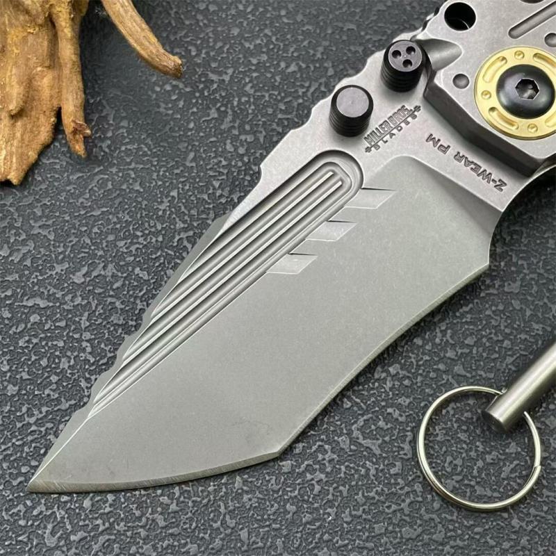 Miller Bros.BIsdes T1 Folding Blade Knife 4.13" VG-10 Combo Tanto Blade, TC4 Handles