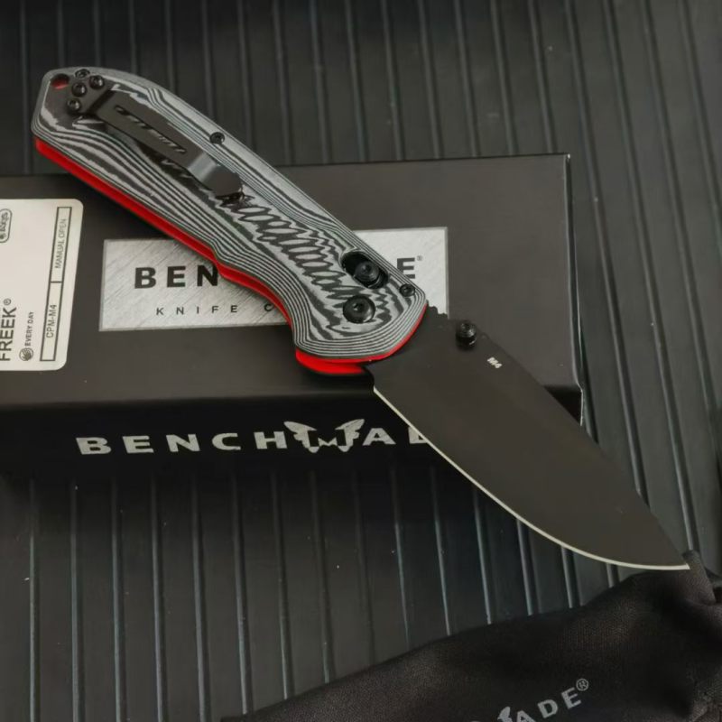 BM Freek Folding Knife 3.54" Black Cerakoted CPM-M4 Plain Blade, G10 Handles - 560BK-1