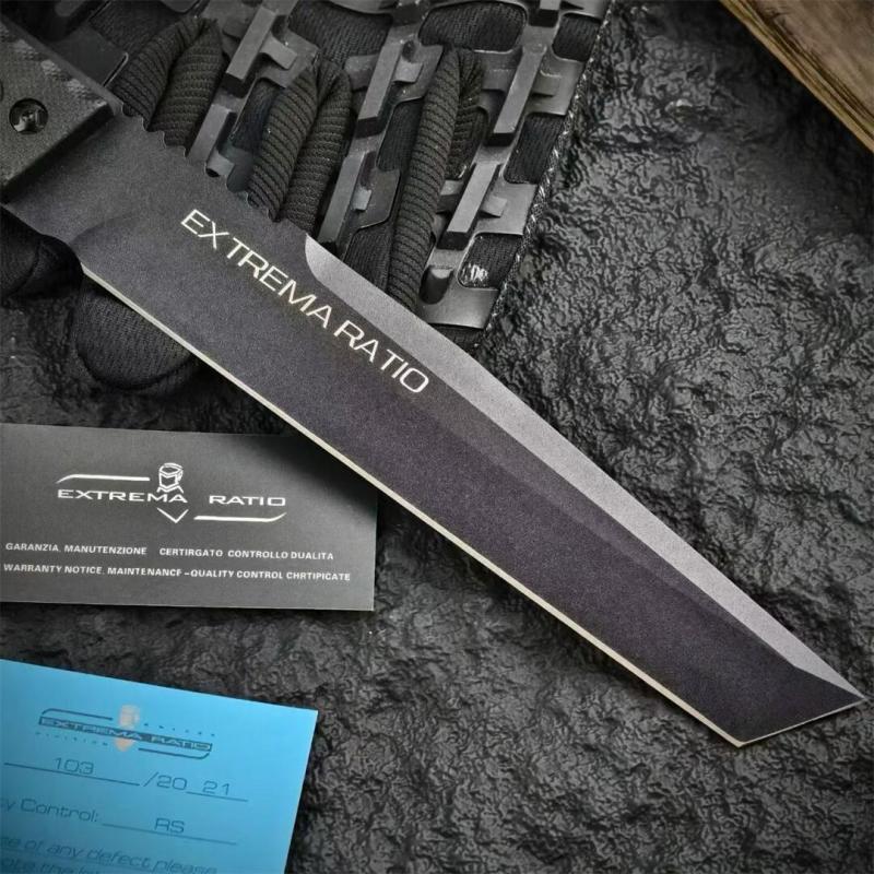 Extrema Ratio S-THIL Fixed Knife 7.24" Black N690 Tanto Edge Blade, Nylon Fiber Handles