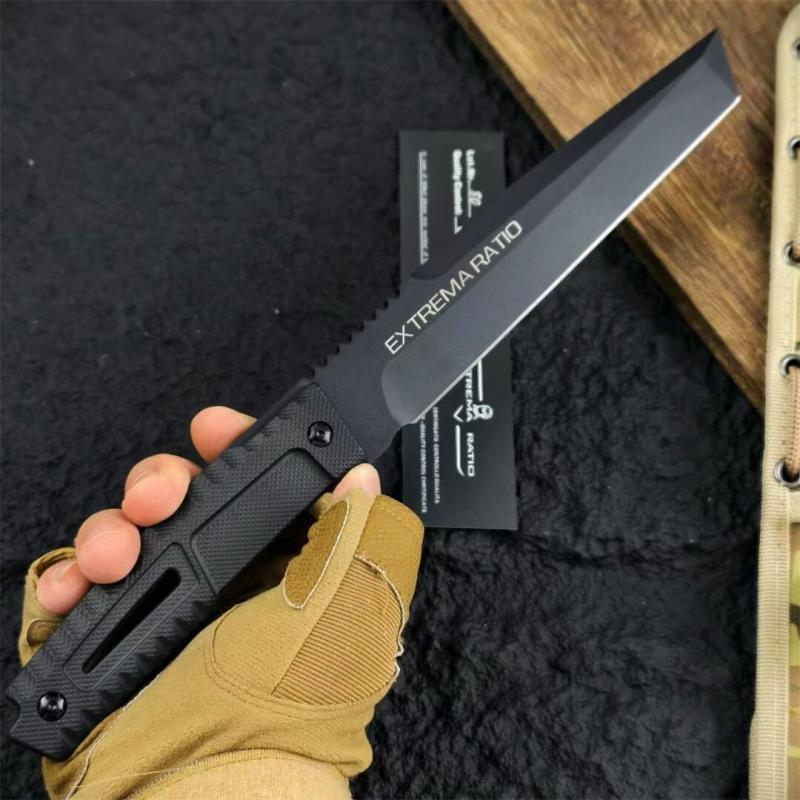 Extrema Ratio S-THIL Fixed Knife 7.24" Black N690 Tanto Edge Blade, Nylon Fiber Handles