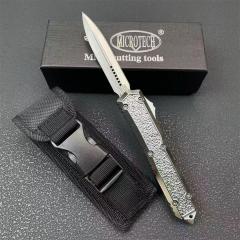 MT UTX-70 Mirror OTF AUTO Knife 3.35" 8Cr14 Blade, Zinc Alloy Handles