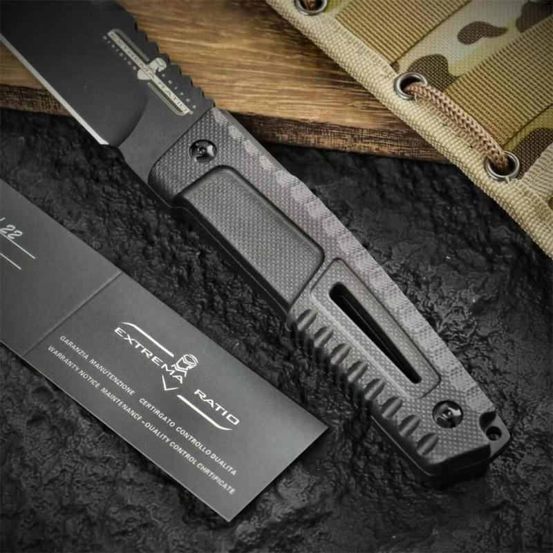 Extrema Ratio S-THIL Fixed Knife 7.24" Black N690 Tanto Edge Blade, Nylon Fiber Handles