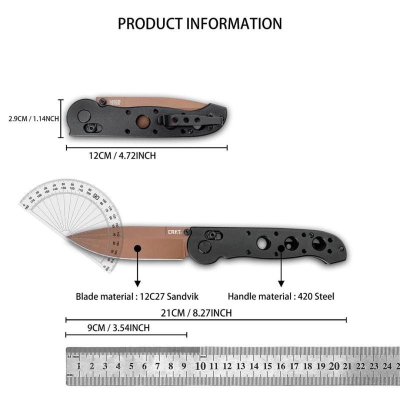 CRKT M16 Carson Flipper Knife 3.54" 12C27 Combo Drop Blade, Desert Tan, Nylon Fiber Handles