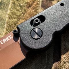 CRKT M16 Carson Flipper Knife 3.54" 12C27 Combo Drop Blade, Desert Tan, Nylon Fiber Handles