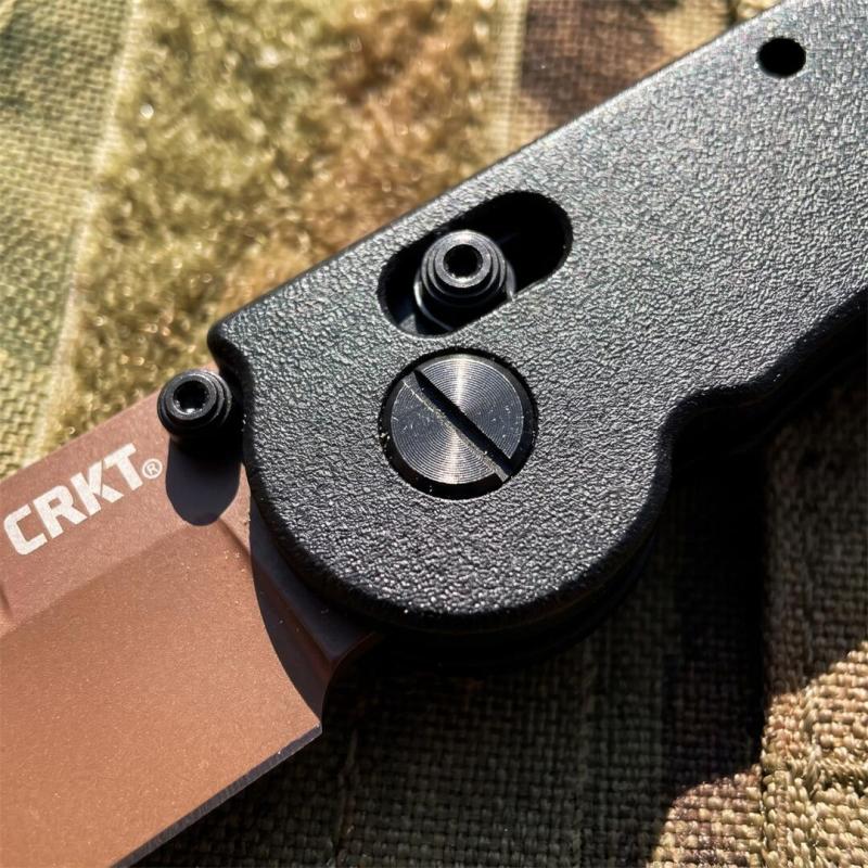 CRKT M16 Carson Flipper Knife 3.54" 12C27 Combo Drop Blade, Desert Tan, Nylon Fiber Handles