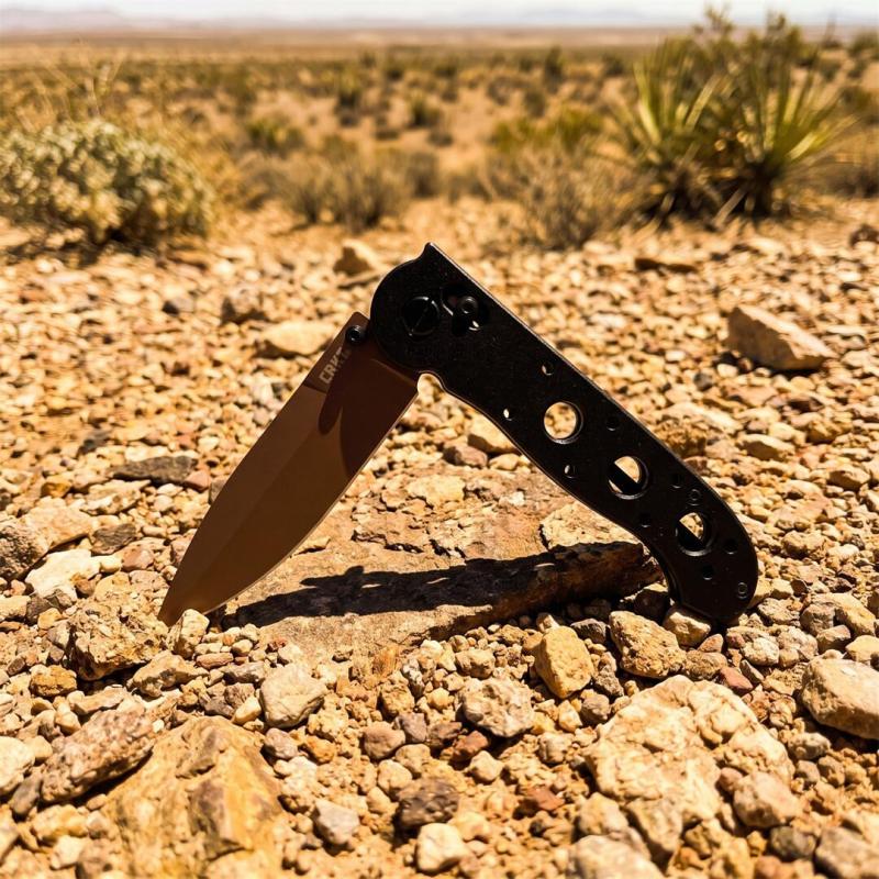CRKT M16 Carson Flipper Knife 3.54" 12C27 Combo Drop Blade, Desert Tan, Nylon Fiber Handles