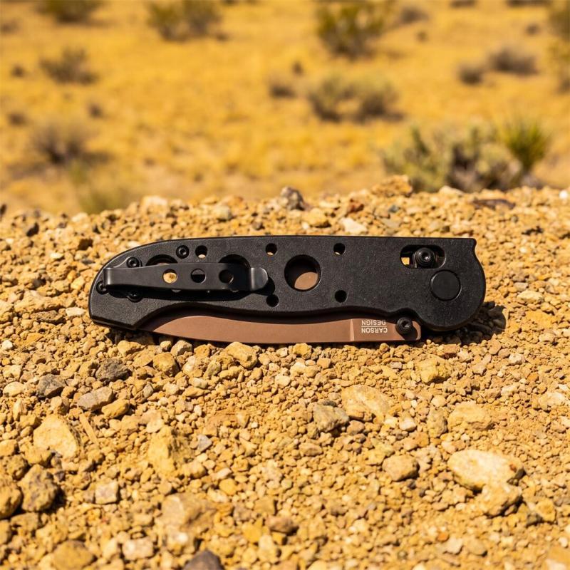 CRKT M16 Carson Flipper Knife 3.54" 12C27 Combo Drop Blade, Desert Tan, Nylon Fiber Handles