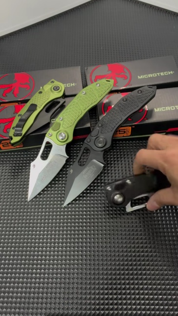 MT Stitch-I AUTO Folding Knife 3.03" M390 Black Blade, T6-6061 Handles