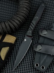 Toor Knives Secret Fixed Blade Knife 3.54" 8Cr13 Black Point Blade, Black G10 Handles