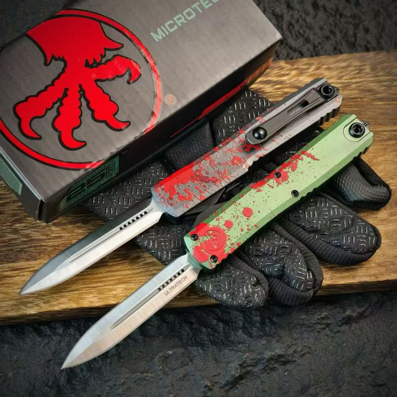 MT UT-Zombie OTF AUTO Knife 3.23" D2 Plain Blade, Aluminum Alloy Handles