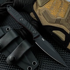 Toor Knives Secret Fixed Blade Knife 3.54" 8Cr13 Black Point Blade, Black G10 Handles