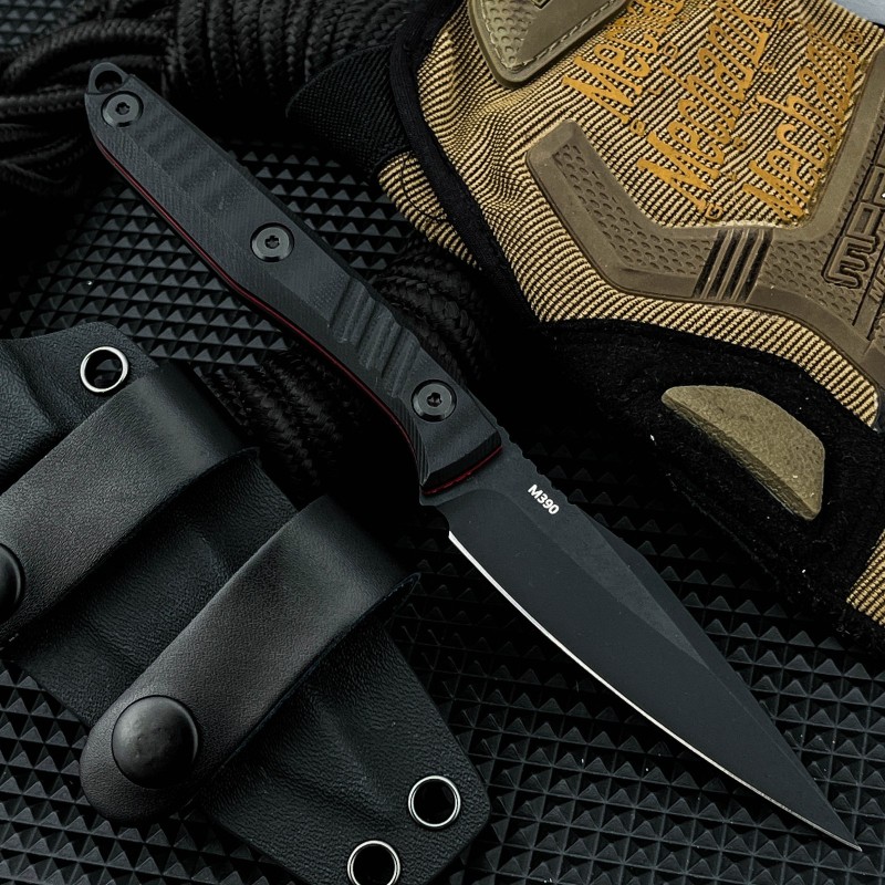 Toor Knives Secret Fixed Blade Knife 3.54" 8Cr13 Black Point Blade, Black G10 Handles