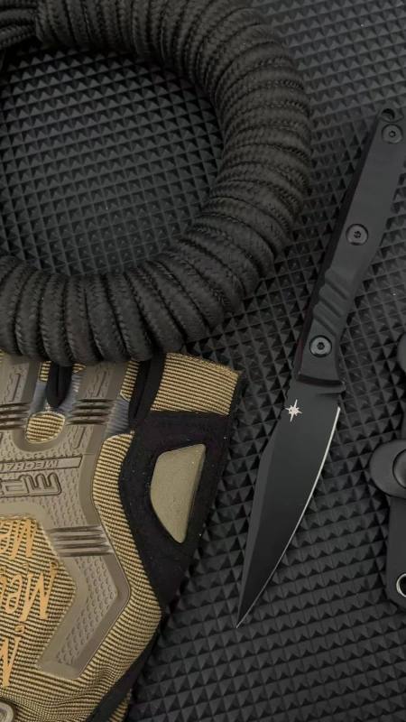 Toor Knives Secret Fixed Blade Knife 3.54" 8Cr13 Black Point Blade, Black G10 Handles